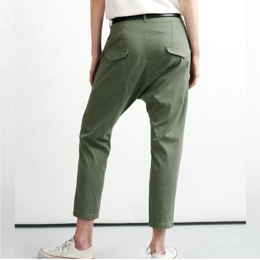 Nili Lotan Paris Twill Pants Dropped Crotch in Camo Green